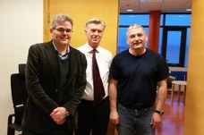 Jón Rúnar Pálsson, fulltrúi SA, Magnús Pétursson ríkissáttasemjari og Hjálmar Jónsson, formaður BÍ. …