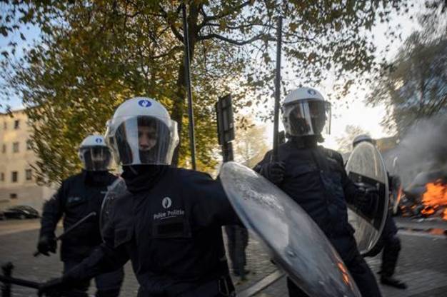 Frá mótmælunum í Brussel þann 6. nóvember