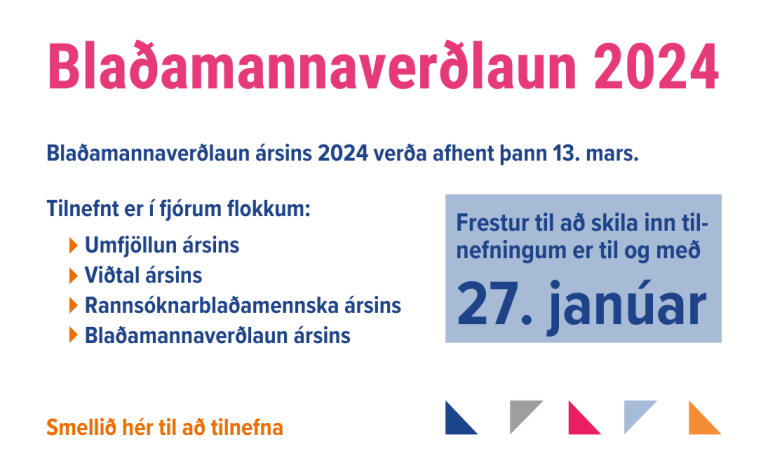 Frestur til að tilnefna er til 27. janúar