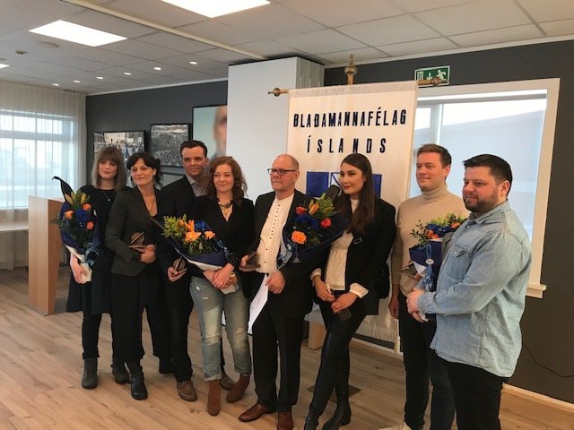 Vinningshafar eftir verðlaunaathöfnina.