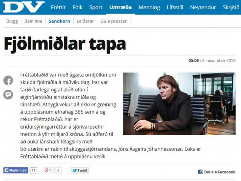 Fjölmiðlafyrirtæki stefnir ritstjóra DV