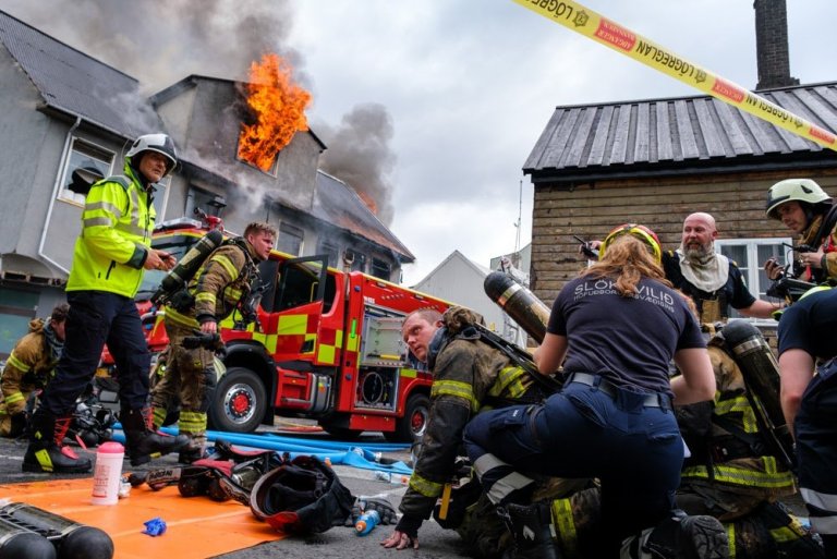 Fréttamynd ársins 2020. Myndina tók Kristinn Magnússon af bruna í íbúðarhúsnæði á horni Bræðraborgar…