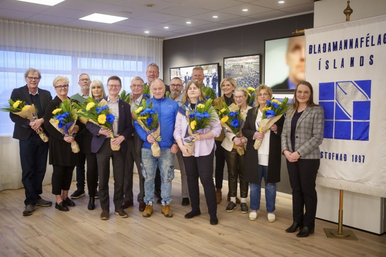 Handhafar gullmerkis BÍ sem fengi merkið afhent á aðalfundi félagsins í gær ásamt formanni félagsins…