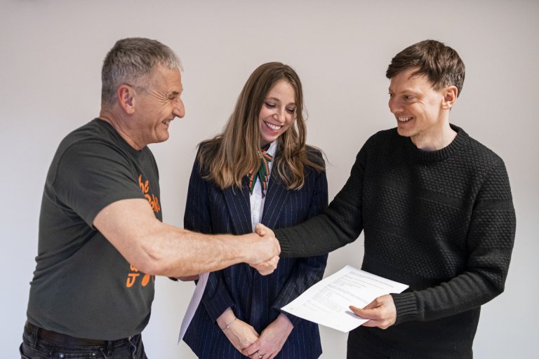 Hjálmar Jónsson formaður BÍ og stjórnendur Stundarinnar, þau Ingibjörg Dögg Kjartansdóttir og Jón Tr…