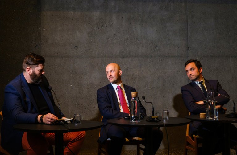 Janus Sarts og Marc-Antoine á ráðstefnu þjóðaröryggisráðs. Mynd tók Kristinn Ingvarsson