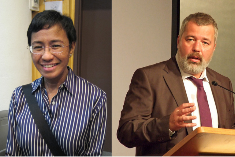 Blaðamennirnir Maria Ressa frá Filippseyjum og Dmitry Muratov eru friðarverðlaunahafar Nóbels 2021.