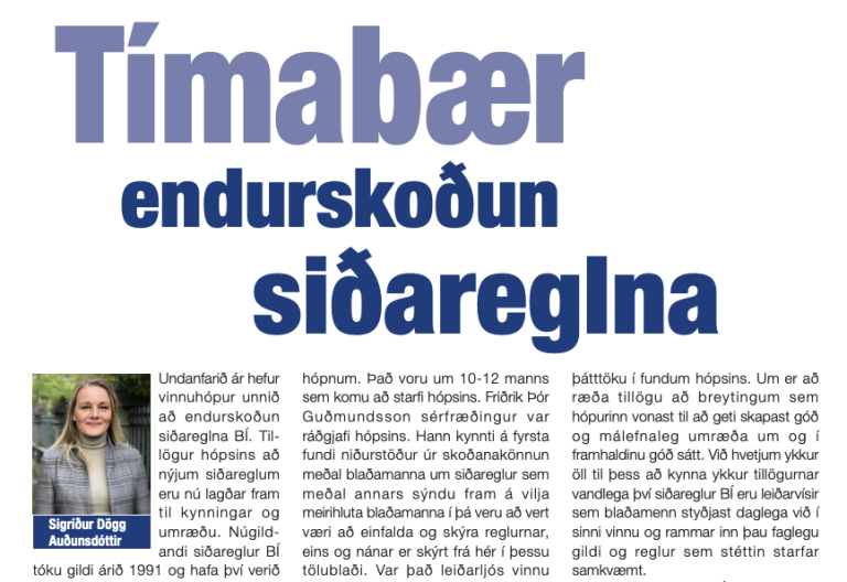 Titill greinarinnar í Blaðamanninum 1.tbl. 44.árg. desember 2022.