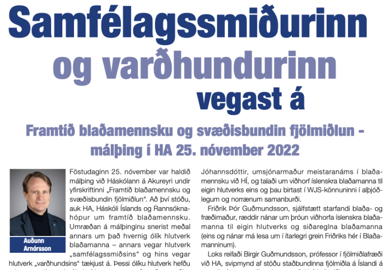 Titill greinarinnar í Blaðamanninum 1/2022.