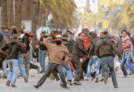 Frá mótmælum í Túnis í fyrra, hluta af 