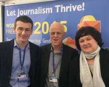 Frá vinstri: Sergey Tomilenko,  starfandi formaður Blaðamannafélags Úkraínu, Mogens Blicher Bjerregå…